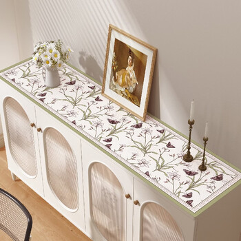 He jiagong american sideboard leather table mat shoe cabinet entrance cabinet tablecloth waterproof and oil-proof no-wash tv cabinet butterfly blue rippling 30*120cm