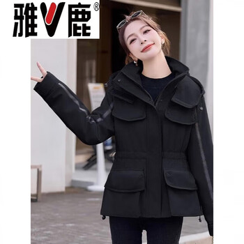 Yalu design workwear waist slimming down jacket women 2026 winter new fashion versatile warm party overcoat jiujiang down jacket women-black 2522 high-end western style down jacket for small people s high-end western style down jacket for small people