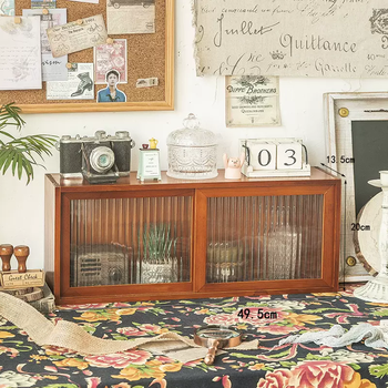 Yusenyi storage solid wood desktop cabinet storage box organization table storage rack desktop cosmetics storage box cup tea set sliding cabinet upgraded and thickened sliding cabinet upgraded and thickened