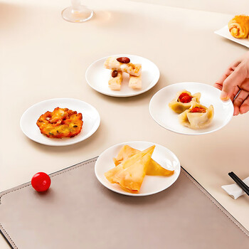 Sky top ceramic plate, bone china plate, snack dish, home hotel tableware, pure white 5-inch moonlight plate, 4-piece set