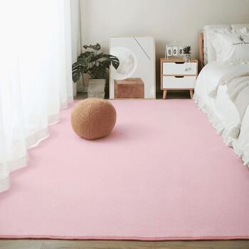 Fantasy carpet bedroom bedside blanket for sleeping and sitting girls living room tatami floor mat thick short pile room home coffee table blanket light pink 50 160cm