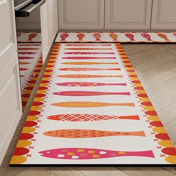 Fantasy kitchen floor mat, non-slip, oil-proof, wipeable, no-wash, waterproof, anti-dirty, no-clean foot pad, absorbent mat, special carpet, orange-shaped fish, home kitchen package, 5 yuan off 45x7045x150cm