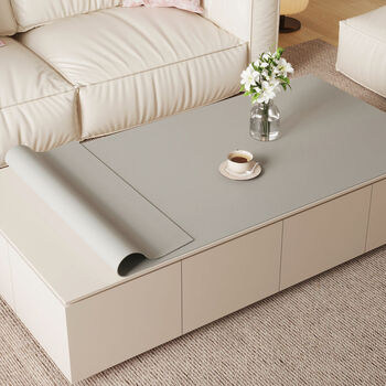 Fantasy white coffee table mat, living room coffee table tablecloth, no-wash waterproof and oil-proof dining table dressing table mat, thickened meteorite gray, high temperature insulation and anti-scalding 85 c 75x140cm