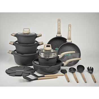 Yong huan fuli 22 kitchen nonstick pot set gray