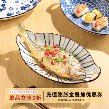 Sheri japanese double-eared fish plate household steamed fish plate 2025 new oval sushi plate high-looking fish plate japanese style ivy single entry