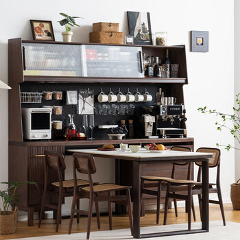 Dl fat donglai's same style nordic sideboard fuzhou-made pine wood mortise and tenon structure light luxury solid wood modern simple extension 1.8m combination black walnut color (excluding dining table)