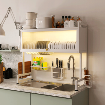 Tangji kitchen sink rack storage sink cabinet pool dustproof multi-functional drain rack 95*30*81-white