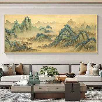 Fantasy living room west wall wealth-gathering landscape painting high-end office hanging painting wealth cornucopia decorative painting sofa background wall painting 90x220cm with light/voice-activated power bank model without installation 01 model with backing