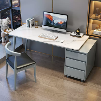 Yusen yiqing household slate solid wood one-piece bedroom desk double luxury desktop computer desk study corner bookcase table 923 slate bmw gray single table side cabinets can be interchanged left and right 120x60x75cm