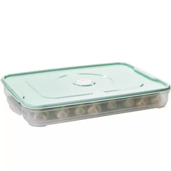 Chuangde fresh storage box multi-layer dumpling box frozen dumpling household quick-frozen dumpling box wonton box refrigerator tray dumpling box matcha green 1 layer 1 cover