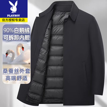 Playboy cadre jacket down jacket dad's warm removable liner grandpa winter clothes middle-aged and elderly lmd black - button style removable liner l 175 120-135 catties