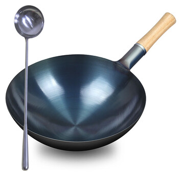 Tuojin imported quality chef iron pot from germany, commercial non-stick pot, old-fashioned household cooking pot, gas stove special without _ open pot + frying spoon 32cm