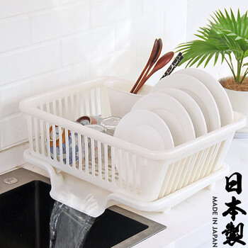 Home katei story japanese imported kitchen dish rack drain rack large capacity dish drain basket dish rack chopstick storage rack small long side diversion white