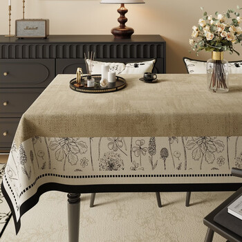 Zhong zhanggui medieval style tablecloth waterproof, oil-proof, anti-scalding, no-wash pvc tablecloth 2025 new light luxury high-end coffee table cover, snow-falling silent, thickened, waterproof, oil-proof, anti-scalding, 90x150cm