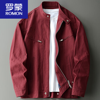Romon ancora red stand collar casual jacket men's spring and autumn american retro handsome loose detroit jacket lava red c15005 casual jacket s 90-110 jin