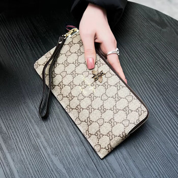 Kangaroo luxury women's wallet 2026 new card holder all-in-one bag multi-functional simple long versatile wallet large apricot color