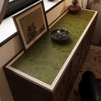 Caizhi tv cabinet tablecloth, high-end green retro sideboard table mat, light luxury feeling, long waterproof and stain-resistant mat, shoe cabinet mat, green mood 40*300cm