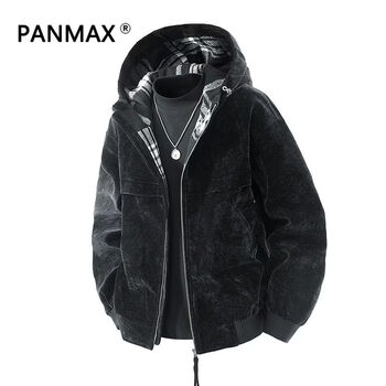 Panmax autumn and winter new casual hooded jacket american retro versatile men's trendy windproof warm jacket obsidian black m recommended 90-110 catties