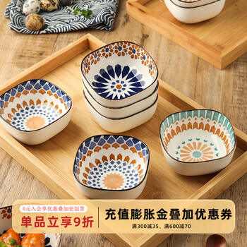 Sheli dipping dish small plate snack plate ceramic japanese household jam dish dipping dish small dipping dish condiment dish 3.5-inch flavor dish - one for each of three colors