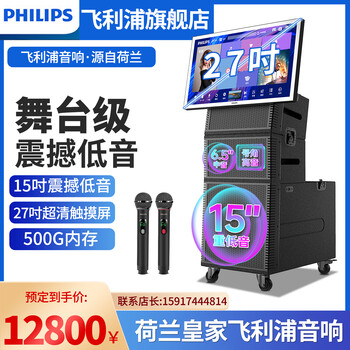 Philips home ktv audio set new high-end home karaoke audio singing karaoke microphone all-in-one karaoke outdoor bluetooth speaker square dance audio with display stage-level singing top 15-inch line array + professional microphone + 27-inch ultra-clear screen