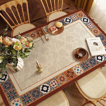 Fantasy european style dining table mat european and american style waterproof and anti-scalding leather living room coffee table living room table mat easy to play desk table mat 40x120cm (anti-scalding and high temperature resistance) luoxia gucheng