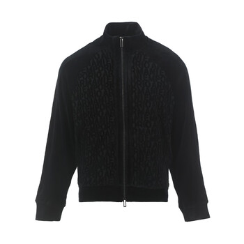 Armani (armani) logo jacquard stand collar loose zipper long sleeve jacket men's dark blue dark blue s