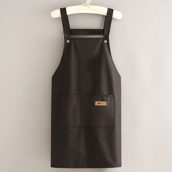 Yusenyi kitchen cooking apron young style waterproof and oil-proof cooking insulated apron coverall for women waterproof suspender mobile phone pocket black black belt