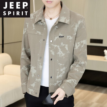 Jeep spirit men's lapel jacket 2026 new spring and autumn trendy casual all-match jacket fashionable men's top khaki xl