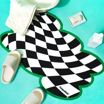 Fantasy home bathroom soft diatom mud absorbent mat bathroom door quick-drying anti-slip mat bathroom toilet entrance foot mat yunyou + twisted checkerboard 40cm 60cm