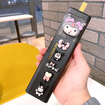 Pickup cat sanrio kuromi cute cartoon stainless steel cutlery set chopsticks spoon fork storage box students and children portable tableware two-piece set chopsticks + spoon kurome