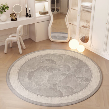 Sanqihu round wash-free carpet 160cm bedroom bedside floor mat living room polyester fiber carpet scrubable modern jane kana diameter 200cm (condensed carpet surface can be wiped clean)