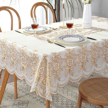 Fantasy tablecloth disposable rectangular tablecloth coffee table mat tablecloth butterfly flower gold 90x140cm use small coffee table
