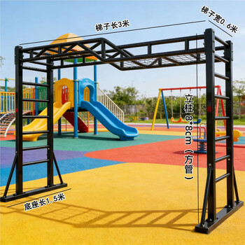 Longshi european fixed climbing frame children and adults horizontal bar fitness ladder comprehensive physical training kindergarten family indoor and outdoor 3-meter z-shaped ladder black