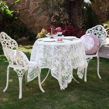 Yusenyi iss o waterproof lace tablecloth, long tablecloth 1719 meters suitable for round tablecloth upgraded gaoligong romantic white nano waterproof treatment 110x110 suitable for small round/square tables within 0.7 meters