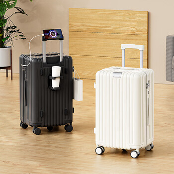 Mchna ktcc large capacity suitcase pc tough trolley case lightweight and durable suitcase explosion-proof zipper student password suitcase pearl white 26 inch - checked required