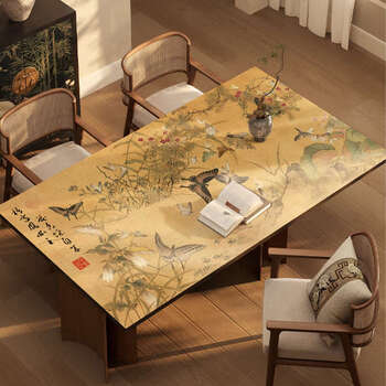 Yusenyi new chinese zen table mat oil-proof and protective mat disposable tablecloth waterproof insulated anti-scalding coffee table tablecloth top baidietu leather square right-angle tablecloth 30x60cm add to favorite and purchase priority shipping