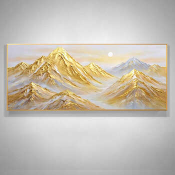 Yusenyi living room sofa background wall hanging painting sunrise jinshan painting horizontal vice backing jinshan hand-painted oil painting texture painting backing jinshan purely hand-painted texture oil painting by a senior painter 280x110cm recommended for sofa 4.5 meters and above dazzling black frame