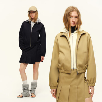 Escape chigang western american fake two-piece silhouette stand-up collar hooded coat for women spring and autumn contrasting color loose top khaki l