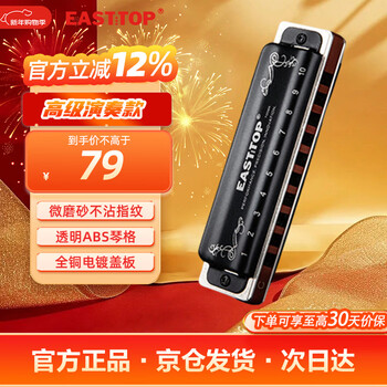 East top blues harmonica 10-hole black split bag t008k paddy c key recommended for beginners