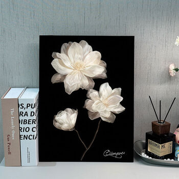 Fantasy black and white style camellia living room tv cabinet cupboard shoe cabinet decorative painting ornaments shanchun width 30 height 40 with corner protection and bracket