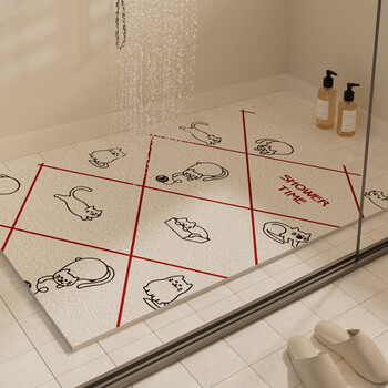 Fantasy bathroom anti-slip mat shower room bathroom anti-fall foot mat bathroom toilet elderly pregnancy bathtub waterproof mat diamond kitten a style 40x70cm