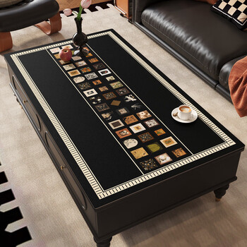 Fantasy medieval style tablecloth, light luxury and high-end feeling, waterproof and anti-washable leather, retro dining table mat, anti-scalding coffee table mat, silicone ink color rhyme 60x120cm, gold thickness, comfortable touch