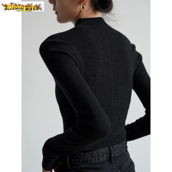 Chujing autumn and winter half turtleneck temperament commuting bottoming shirt for women new dark gray inner sweater mid-collar slim sweater black s 85-95 catties