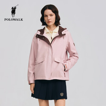Polowalk women's jacket 2026 spring new simple versatile slim hooded casual commuting jacket women's pink s