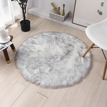 Fantasy round carpet bedroom living room bedside nordic style long hair home light luxury children's computer chair hanging basket floor mat white black tip diameter 40cm round