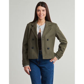Only women's short woolen coat khaki double-breasted suit collar top jacket retro style 2025 new khaki xs (eu)