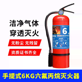 Suspended hexafluoropropane fire extinguisher 2kg3kg4kg6kg8kg machine room portable ultra-clean gas automatic hexafluoropropane portable 6kg certified +3c
