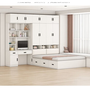 Xianqingyashe tatami bed cabinet integrated set of modern simple style small apartment multi-functional combination children's bedroom bed white tatami + standing cabinet + mattress 1800mm*2000mm delivery and installation