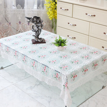 Yusenyi coffee table table cloth table mat fabric lace living room home rectangular table cloth round organza-706 white style 56*56cm square