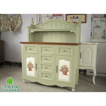 Fantasy british style painted country green sideboard cabinet wine cabinet march country style solid wood honey color country green ivory white double door